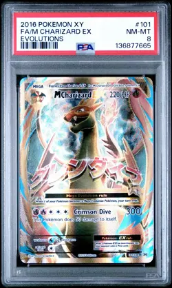 Pokemon TCG M Charizard EX 101/108 XY Evolutions Ultra PSA 8 - Image 1