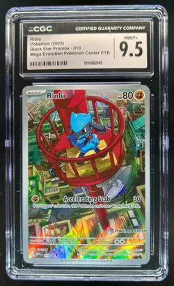 2025 Pokemon Black Star Promos Riolu Center Stamp #010 CGC 9.5 - Image 1