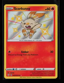 Scorbunny SV015/SV122 Shiny Holo Rare Shining Fates: Shiny Vault Pokemon Card - Image 1