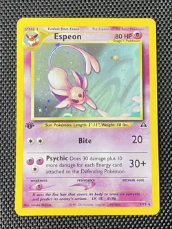 Espeon 1/75 Neo Discovery 1st Edition Holo Pokemon Card LP/NM - Image 1