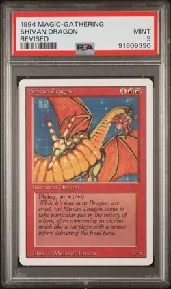 1994 Magic Gathering SHIVAN DRAGON, Revised Ed. PSA 9 MINT! - Image 1