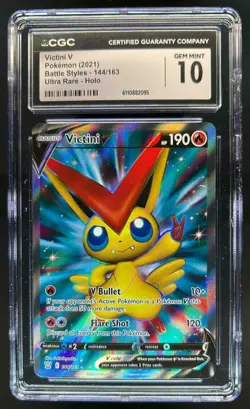 2021 Pokemon SWSH Battle Styles Victini V #144/163 CGC 10 - Image 1
