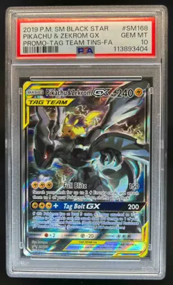 2016-19 Pokemon SM Black Star Promos Pikachu & Zekrom Tag Team #SM168 PSA 10 - Image 1