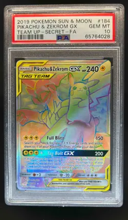 2019 Pokemon SM Team Up Pikachu Zekrom GX #184/181 PSA 10 - Image 1