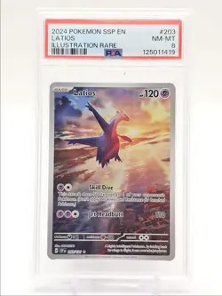 LATIOS 2024 POKEMON SURGING SPARKS ILLUSTRATION RARE A 203/191 PSA 8 Q0004 - Image 1