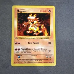 1999 Pokemon Base Set Magmar 1st Edition Shadowless #36/102 GREY NM - Image 1