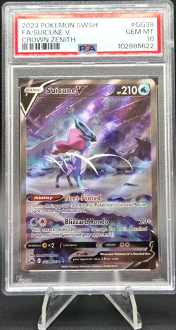 Pokemon PSA 10 Suicune V GG38/GG70 Crown Zenith: Galarian Gallery Holo GEM MINT - Image 1