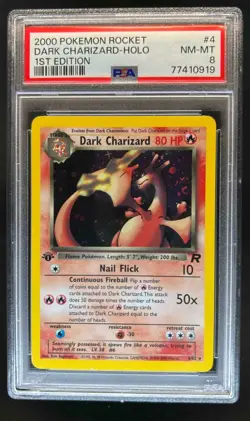 2000 Pokemon Team Rocket First Edition Dark Charizard Holo #4/82 PSA 8 - Image 1