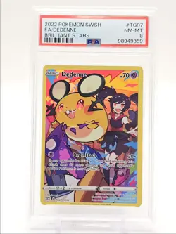 DEDENNE 2022 POKEMON BRILLIANT STARS TRAINER GALLERY RARE TGO7 PSA 8 Q0004 - Image 1