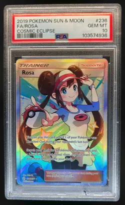 2019 Pokemon SM Cosmic Eclipse Rosa #236/236 PSA 10 - Image 1