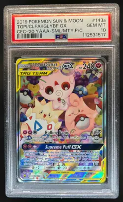 2019 Pokemon SM Cosmic Eclipse Togepi Cleffa Igglybuff Promos #143a/236 PSA 10 - Image 1