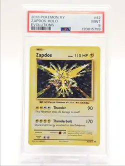 ZAPDOS 2016 POKEMON XY EVOLUTIONS HOLO RARE 42/108 PSA 9 Q0004 - Image 1