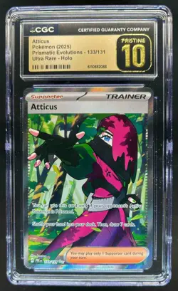 2025 Pokemon Prismatic Evolutions Atticus #133/131 CGC 10 Pristine - Image 1