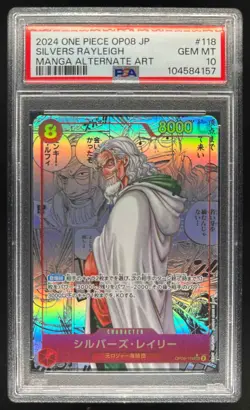 2024 One Piece OP08 Japanese Silvers Rayleigh Manga Alternate Art #118 PSA 10 - Image 1