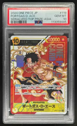 2024 One Piece Japanese Portgas D. Ace Serialized Top Prize Asia #119 PSA 10 - Image 1