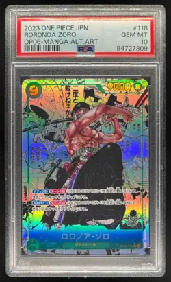 2023 One Piece Japanese Roronoa Zoro OP06 Manga Alternate Art #118 PSA 10 - Image 1