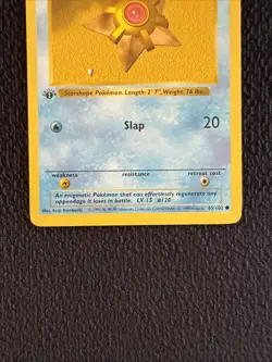 1st Edition Shadowless Staryu 65/102 Base Set Pokemon Card WOTC 1999 LP - Image 2