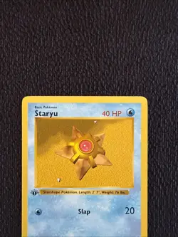 1st Edition Shadowless Staryu 65/102 Base Set Pokemon Card WOTC 1999 LP - Image 3