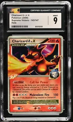 CGC Mint 9 Charizard G LV.X 2009 Supreme Victors 143/147 Holo Pokemon Card - Image 1