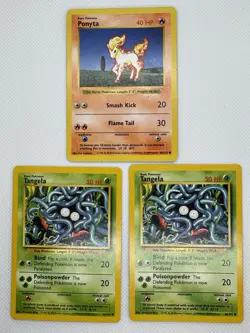 Pokemon Base Set 3 Card Lot - Shadowless Ponyta 60/102, & Tangela X2 66/102 Mint - Image 5