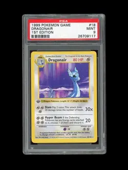 POKEMON PSA 9 MINT DRAGONAIR 1ST EDITION SHADOWLESS BASE SET 1999 CARD 18/102 - Image 1