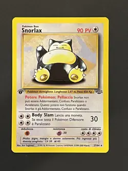 1999 Pokemon Snorlax Jungle 1st Edition Rare Card 27/64 Dented - Image 1