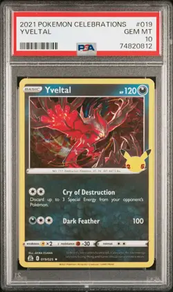 PSA 10 2021 YVELTAL #019 POKEMON CELEBRATION'S POP 102 CARDS - Image 1