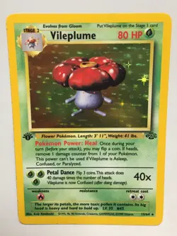 1st Edition Holo Vileplume Card - Ungraded NM - Jungle 15/64 Wizards WOTC 1999 - Image 1