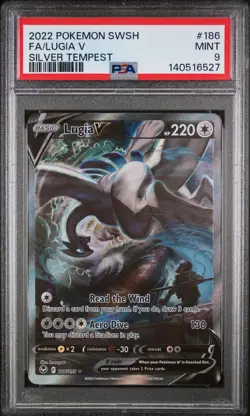 2022 POKEMON SWORD & SHIELD SILVER TEMPEST #186 FULL ART/LUGIA V PSA 9 - Image 1