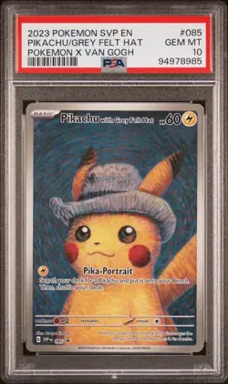 2023 Pokemon Pikachu with Grey Felt Hat #085 SV Promo PSA 10 - Image 1
