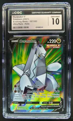 2021 Pokemon SWSH Evolving Skies Duraludon V #197/203 CGC 10 - Image 1