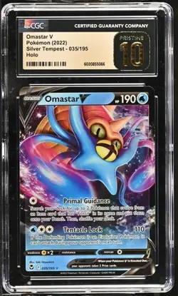 CGC Pristine 10 2022 Pokemon Sword & Shield Silver Tempest Omastar V 035 JPN - Image 1