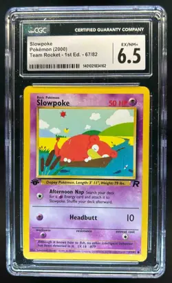 2000 Pokemon Team Rocket First Edition Slowpoke #67/82 CGC 6.5 - Image 1