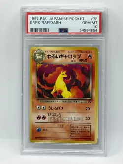 1997 P.M. Japanese Rocket DARK RAPIDASH #78 GEM MT PSA 10 - Image 1