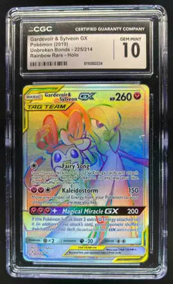 2019 Pokemon Sun & Moon Unbroken Bonds Gardevoir Sylveon Tag Team 225/214 CGC 10 - Image 1