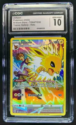 2022 Pokemon SWSH Brilliant Stars Jolteon Trainer Gallery Holo #TG04/TG30 CGC 10 - Image 1