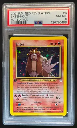2001 Pokemon Neo Revelation 1st Edition Entei Holo #6/64 PSA 8 - Image 1