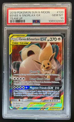 2019 Pokemon SM Team Up Eevee Snorlax Holo #120/181 PSA 10 - Image 1