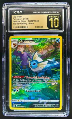 2022 Pokemon SWSH Vaporeon Trainer Gallery Holo #TG02/TG30 CGC 10 Pristine - Image 1