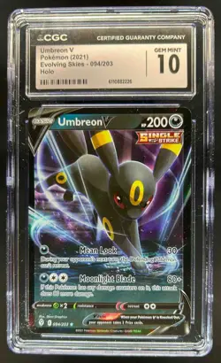 2021 Pokemon SWSH Evolving Skies Umbreon V #094/203 CGC 10 - Image 1