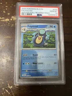 Palpitoad (Master Ball Pattern) - 020/086 - Pokemon Black Bolt Common NM PSA 10 - Image 1