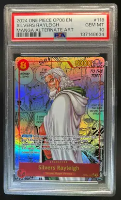 2024 One Piece Two Legends Silvers Rayleigh Manga Alternate Art #OP08-118 PSA 10 - Image 1
