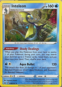 Inteleon Cosmos Holo Rare - 058/202 - Sword & Shield Base Pokemon 2020 - Image 1