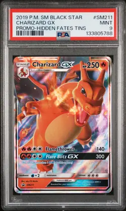 2019 POKEMON SM BLACK STAR PROMO HIDDEN FATES TINS #SM211 CHARIZARD GX PSA 9 - Image 1