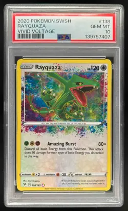2020 Pokemon SWSH Vivid Voltage Rayquaza #138/185 PSA 10 - Image 1