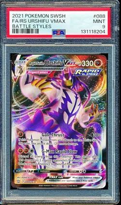 RAPID STRIKE URSHIFU VMAX 2021 POKEMON SWSH BATTLE STYLES FA HOLO 088/163 PSA 9 - Image 1