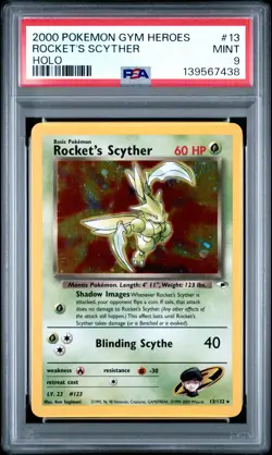 2000 POKEMON GYM HEROES HOLO #13 ROCKET'S SCYTHER PSA 9 - Image 1