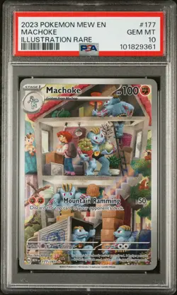 2023 POKEMON MEW EN-151 ILLUSTRATION RARE #177 MACHOKE PSA 10 - Image 1