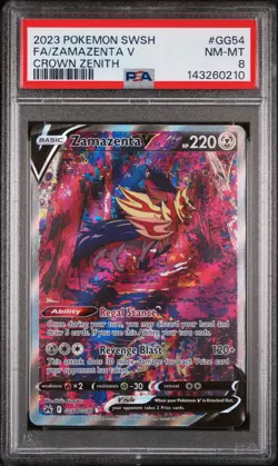 2023 POKEMON SWORD & SHIELD CROWN ZENITH #GG54 FULL ART/ZAMAZENTA V PSA 8 - Image 1