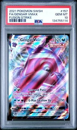 2021 POKEMON SWORD & SHIELD FUSION STRIKE #157 FULL ART/GENGAR VMAX PSA 10 - Image 1